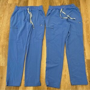 Lot of 2 Figs HW Yola Skinny Scrub Bottoms Lg/T Ceil Blue Nurse Doctor Hospital